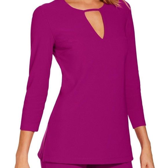Keyhole Wrinkle Resistant Women's Top - Picture 2 of 3